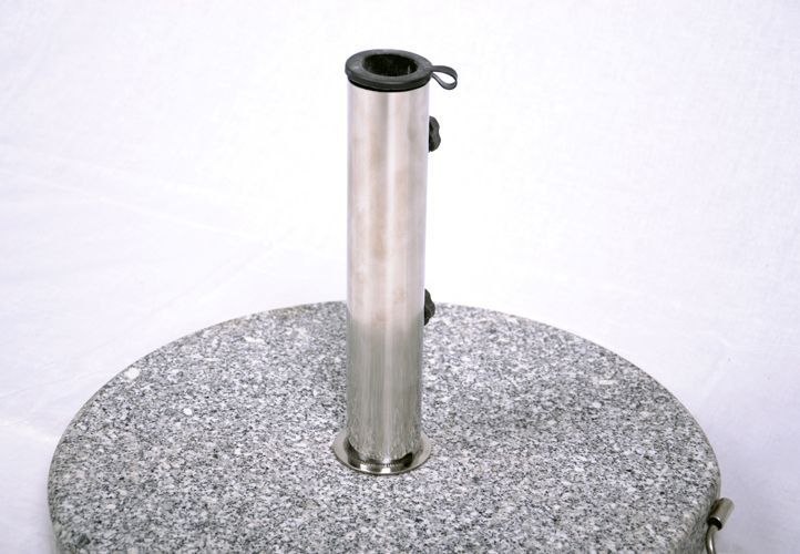 Podstawa z granitu i stali nierdzewnej okrągła z kółeczkami pod parasol 40k